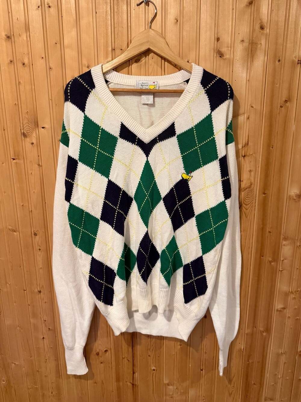 Vintage Slazenger Augusta National Golf Shop Masters Argyle V-Neck Sweater